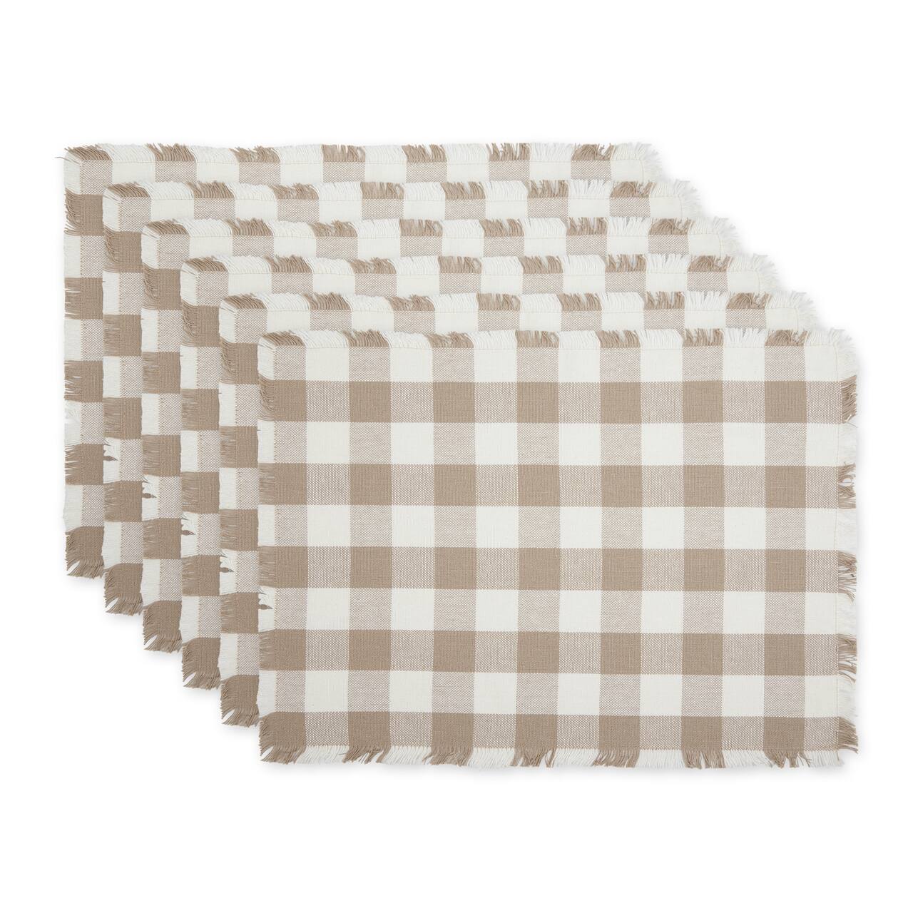 DII® Heavyweight Check Fringed Cotton Placemats, 6ct.